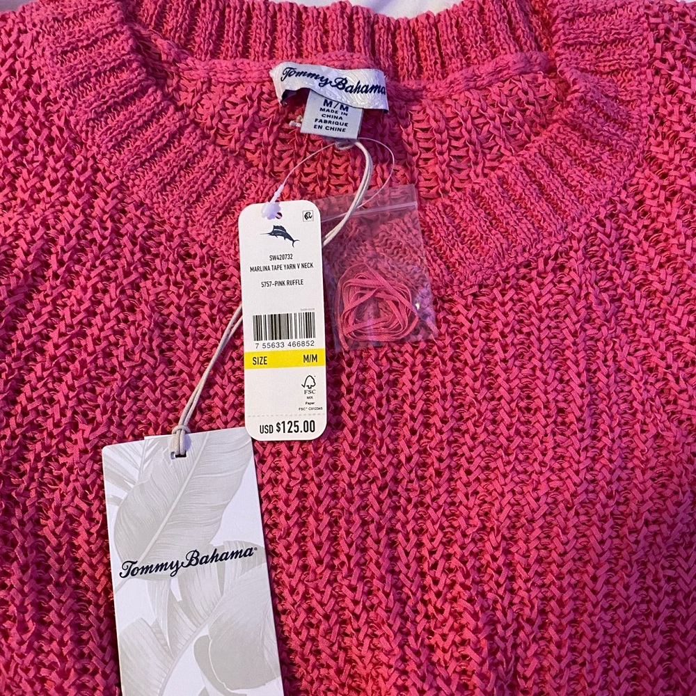 Tommy Bahama Marlene Tape Yarn V Neck size M - Picture 3 of 3